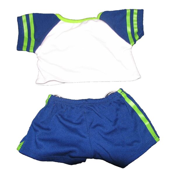 Build a Bear Shorts & Shirt Set Dinomania Dinosaur Blue White - Picture 4 of 4